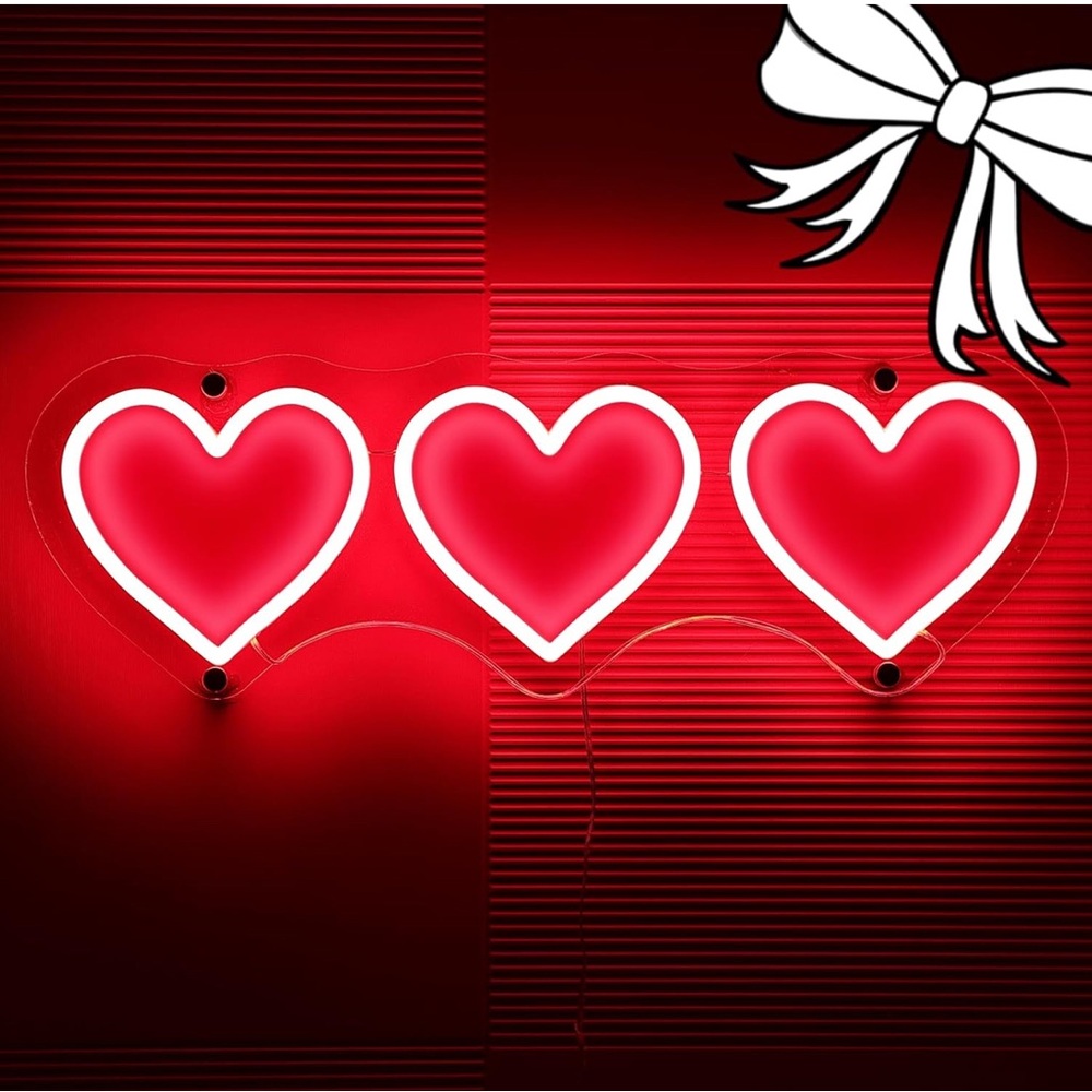 Red Love Heart Dimmable Neon Sign 19.8” x 6.5”